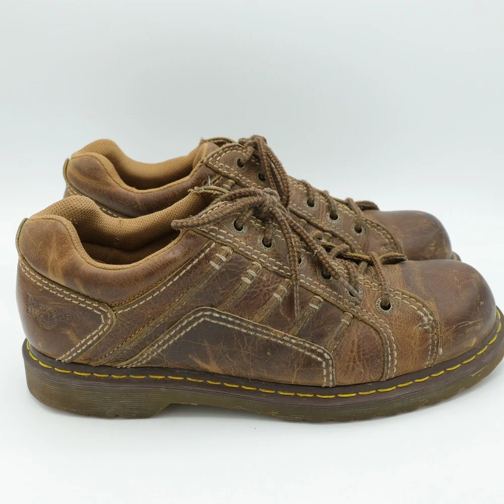 Dr. Martens Keith AW004 Mens 12 Brown Leather Low Top Oxford Shoes AirWair Sole
